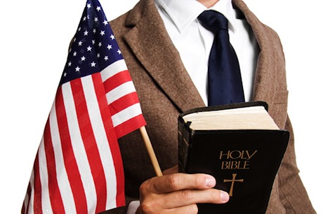 Man with flag and bible