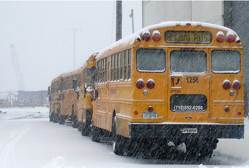 School Bus in the Snow