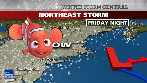 Finding Nemo over winter storm map