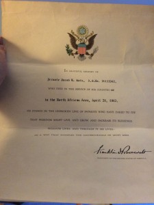 Letter from President Franklin D. Roosevelet