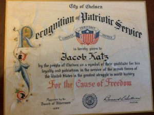 Recognition of Patriotic Service certificate